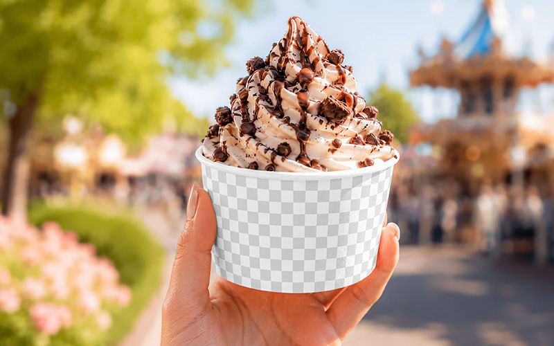 Free Scene With Carton Ice Cream Cup Mockup Easy Edit