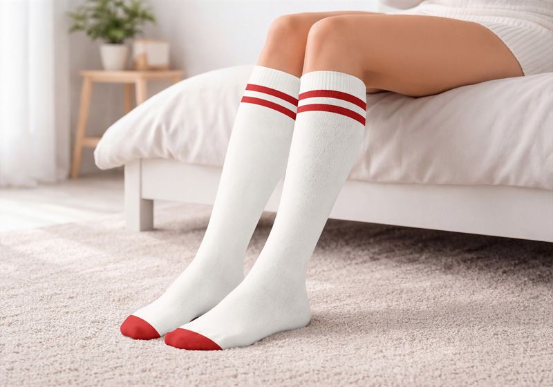 High Socks on the Woman Legs Mockup