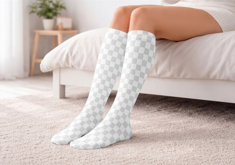 High Socks on the Woman Legs Mockup Easy Edit