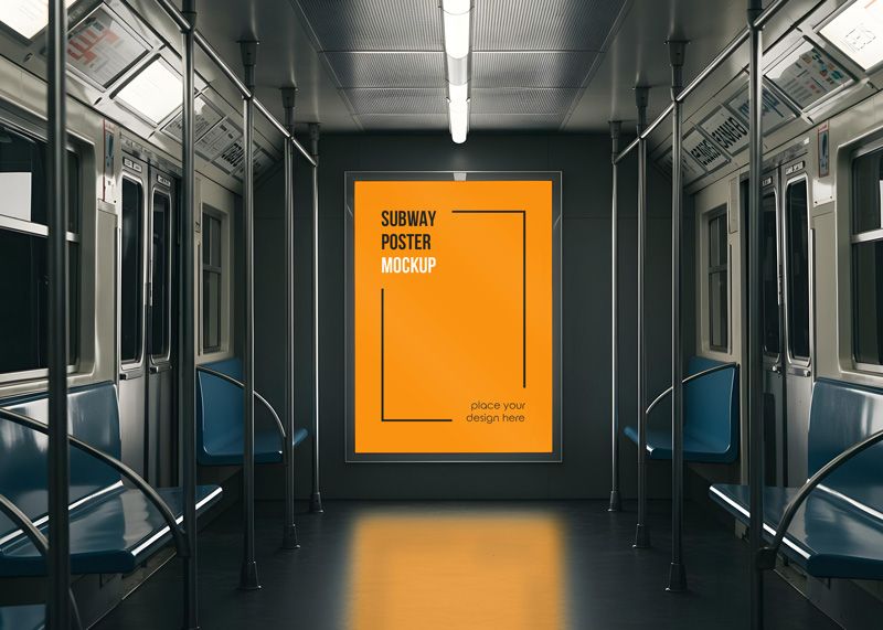 Free Sign in the Subway Car Mockup