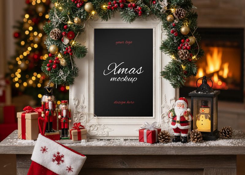 Free Festive Xmas Frame Mockup