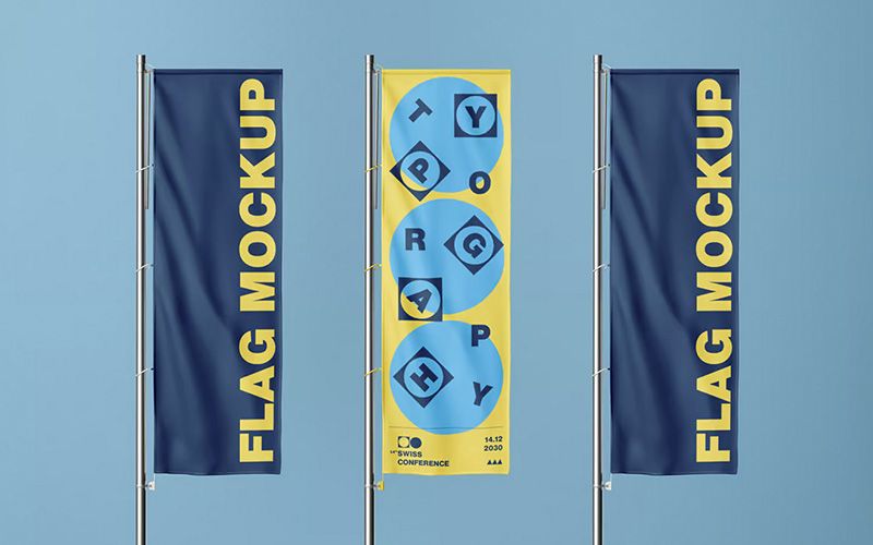 Free Vertical Flag Mockup