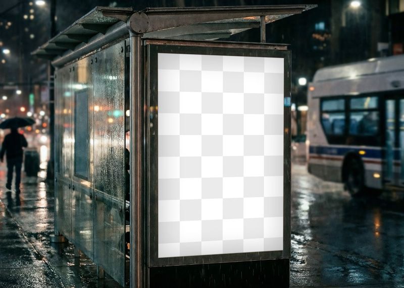 Free Advertising Framed Poster on a Bus Stop Mockup Easy Edit