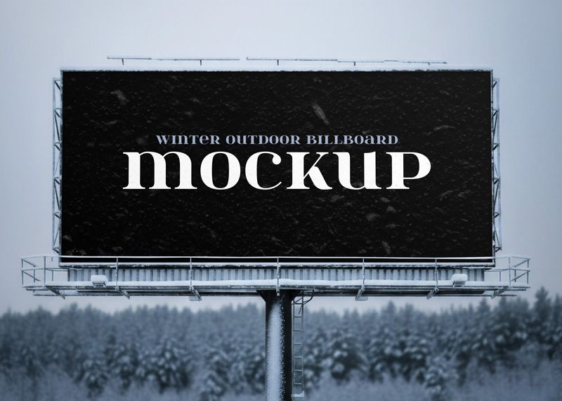 Free Winter Outdoor Billboard Mockup
