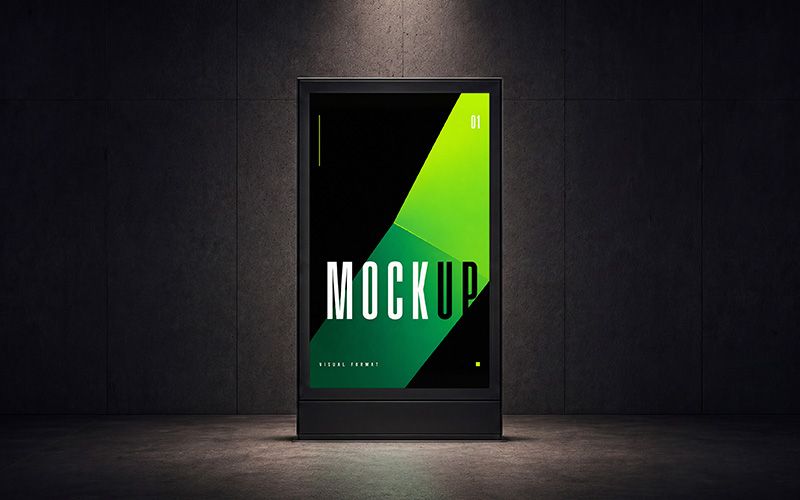 Free Digital Poster Lightbox Mupi Mockup 1