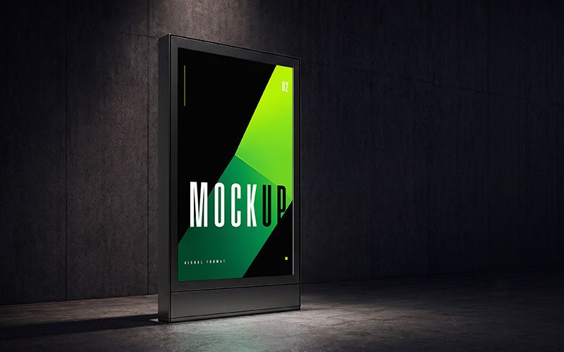Free Digital Poster Lightbox Mupi Mockup 2
