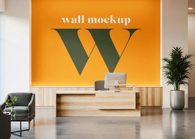 Free Modern Lobby Wall Mockup
