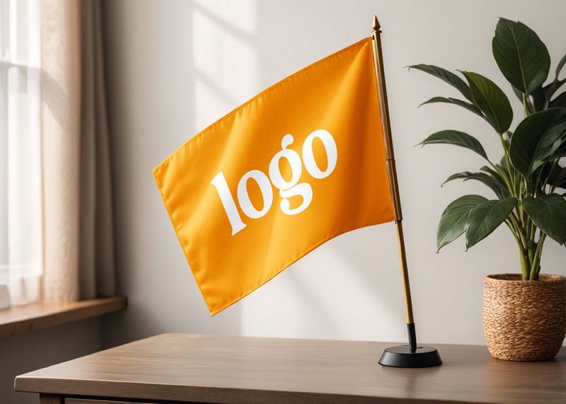 Free Table Flag Mockup