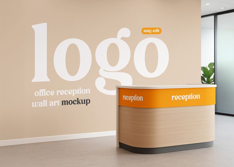 Free Office Reception Wall Art Mockup