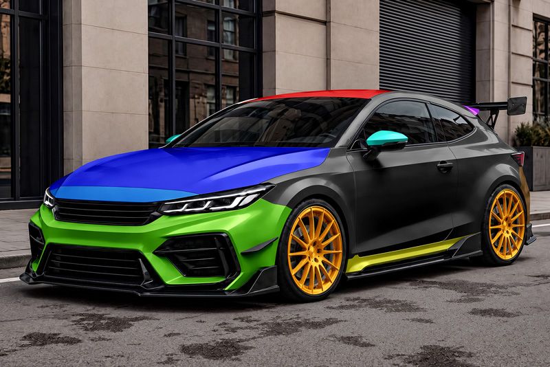 Sporty 3-Door Hatchback Car Mockup Edit Colors