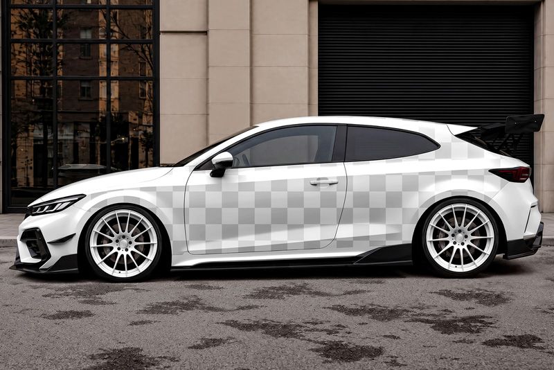 Sporty 3-Door Hatchback Car Mockup Easy Edit