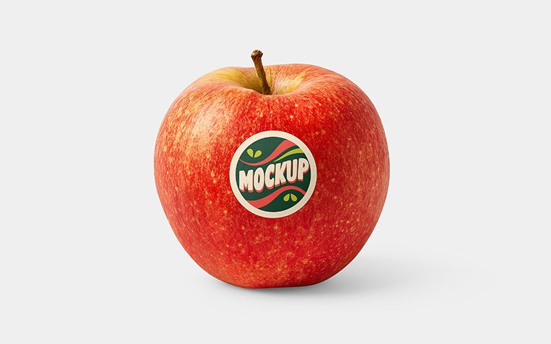 Free Apple with Sticker Mockup