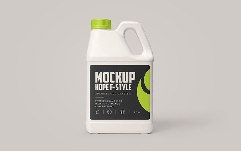 Free HDPE F-Style Jug with Slanted Handle Mockup