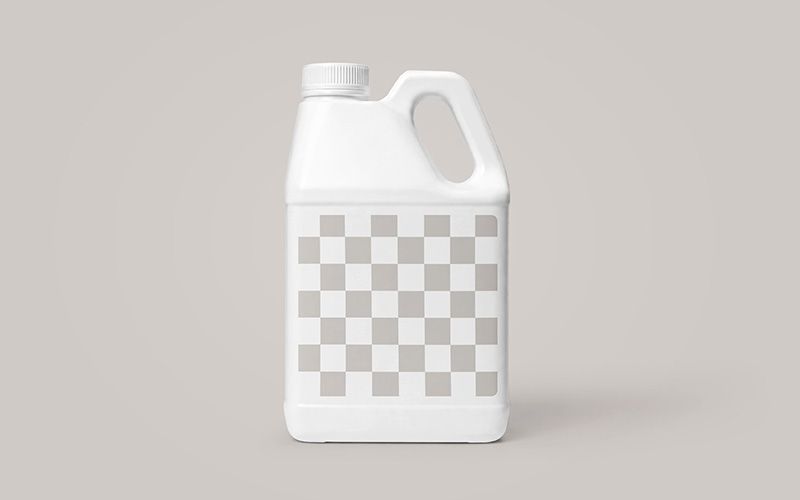 Free HDPE F-Style Jug with Slanted Handle Mockup Easy Edit